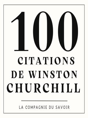 cover image of 100 citations de Winston Churchill
